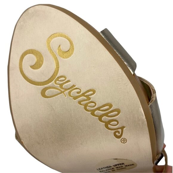 Seychelles Womens Sandal Stacked Heels Shoes Gold Pink Leather Cut Out Buckle 6 - Picture 9 of 10